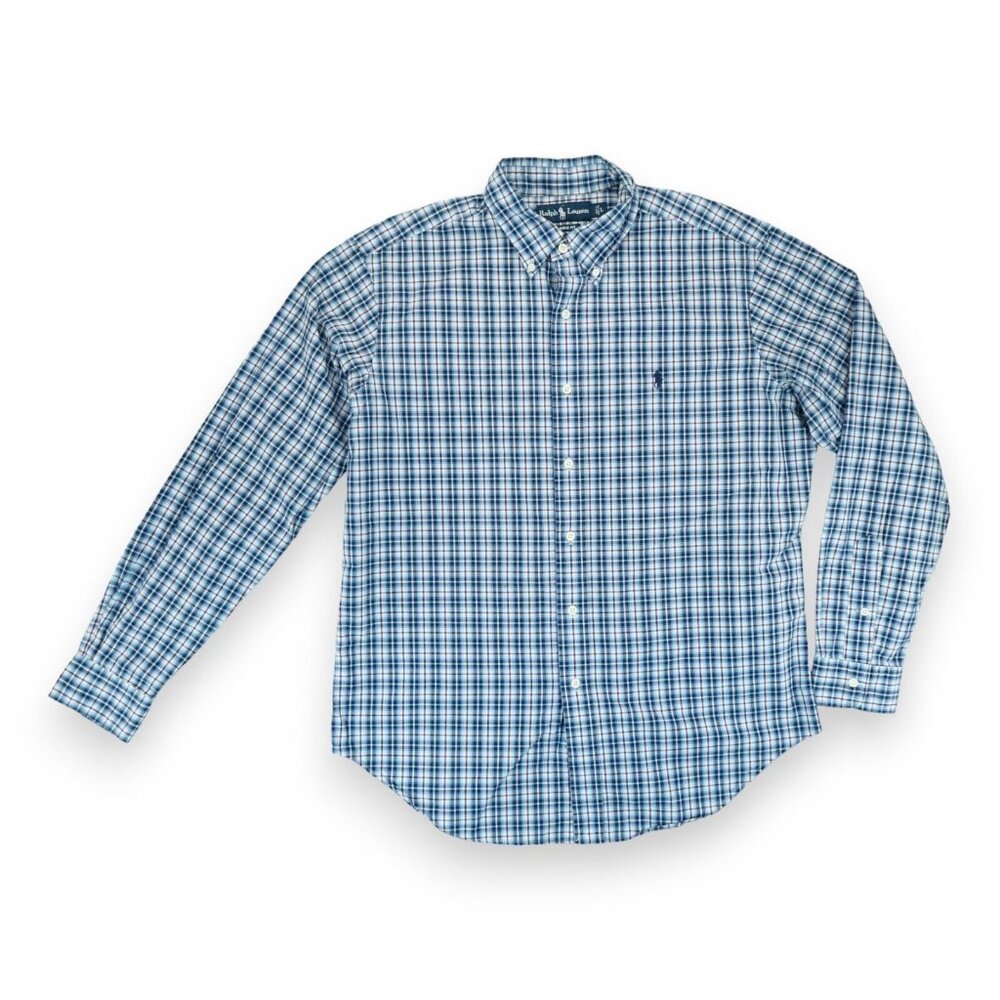 Vintage 90's Ralph Lauren‎ Classic Fit Long Sleeve Button Shirt Mens Larg Plaid